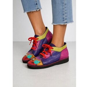 SoleTech Womens Art to Wear Lagenlook Leather Lace Up Shoes Multicolor Size 8